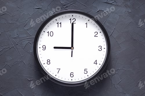 Preview: wall clock at dark grey painted background