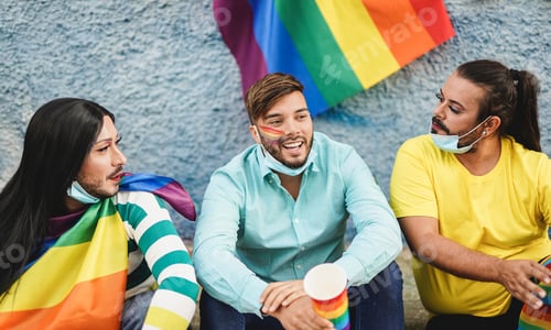 Preview: Group of friends enjoying the LGBT parade