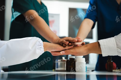 Preview: Applause, success with doctors in meeting for presentation, medical and research.
