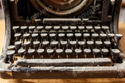 Preview: old vintage dust-covered typewriter