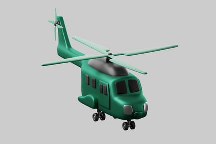 Preview: Green helicopter with two propellers and black roof.
