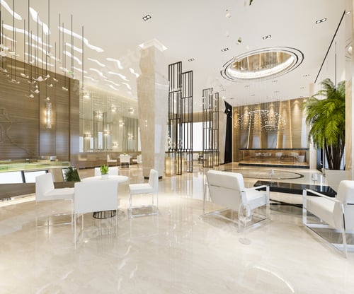 Preview: 3d rendering modern dining room and living room with luxury chinese decor