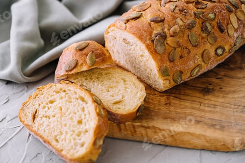 Preview: Fresh healthy organic baked pumpkin seed bread