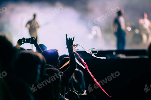 Preview: crowd partying stage lights live concert summer music festival