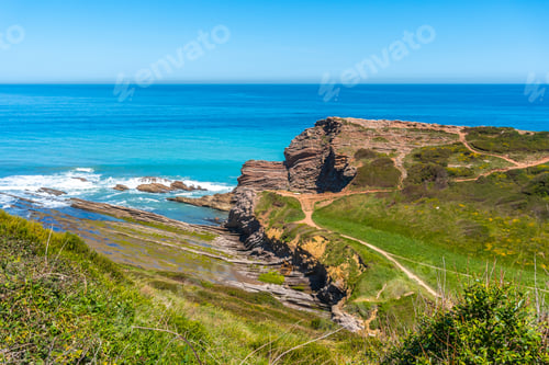 Preview: Beautiful Algorri cove with a coastal landscape in the flysch of Zumaia, Gipuzkoa. Basque Country