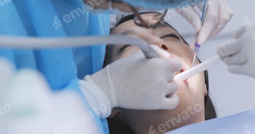 Preview: Woman checking on her teeth