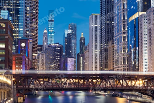 Preview: Urban skyline with skyscrapers at night