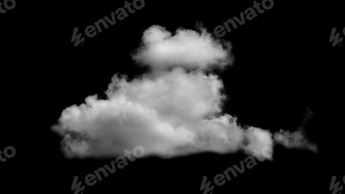 Preview: White fluffy clouds isolated on black background