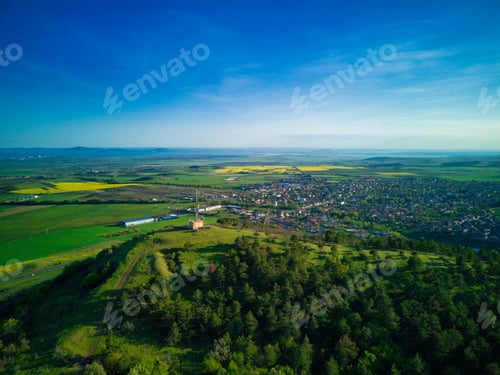 Preview: A view from a height of the meadows and slopes of the Balkan Mountains under daylight in Bulgaria