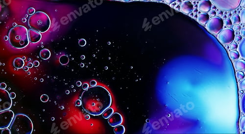 Preview: Abstract Colorful Food Oil Drops Bubbles and spheres Flowing on Water Surface