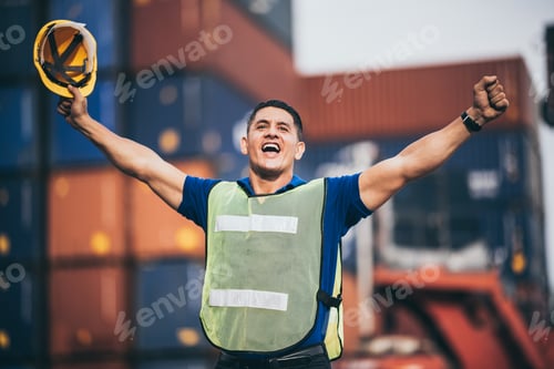 Preview: Portrait of a foreman or engineer working in an international shipping area