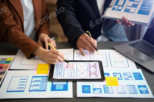 Preview: Asian businessman and woman people meeting in office. Employee brainstorm and work as team,