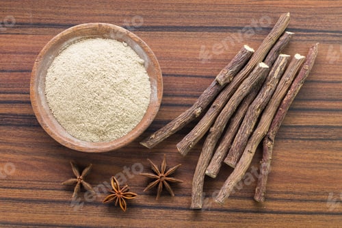 Preview: licorice root and flour and anise on the table