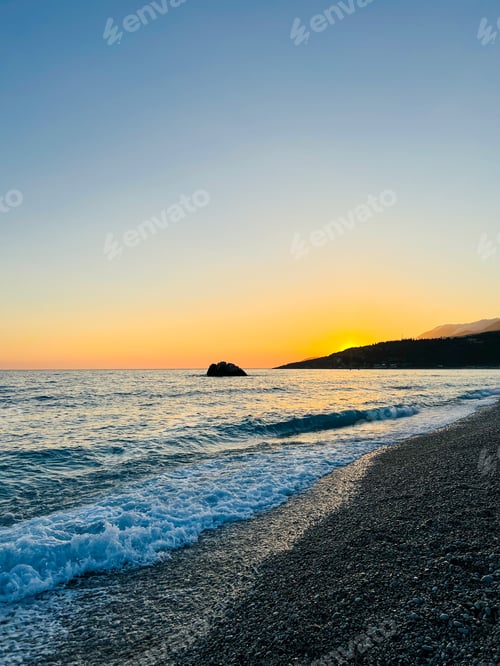 Preview: Scenic sunset over Ioninan sea in Vlore Albania .