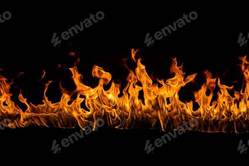 Preview: Blazing flames on black background