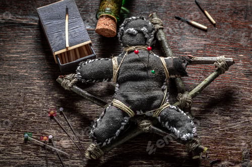 Preview: Unique voodoo doll burned with fire as harming