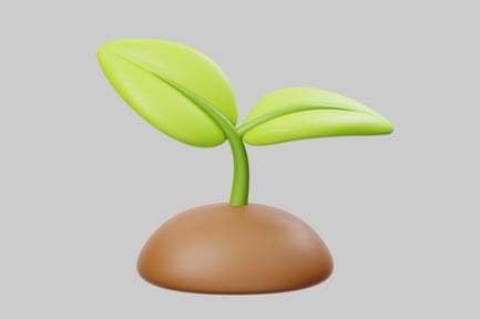 Preview: Two-leaved plant emerging from the ground.