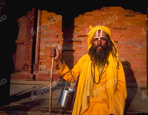 Preview: Portrait of Indian holy man, Kathmandu, Nepal