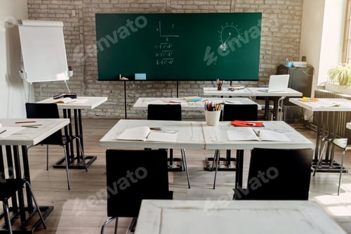 Preview: School classroom with no students.