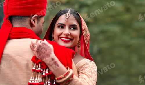 Preview: I married my king. Cropped shot of a young hindu couple on their wedding day.