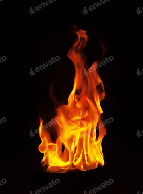 Preview: Fire flames on black background