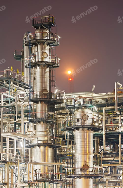 Refinery Detail At Night