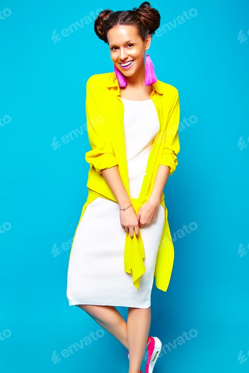 Preview: Fashion girl in casual hipster summer clothes