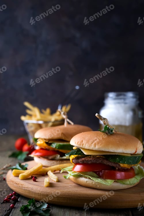 Preview: Homemade burger with bun