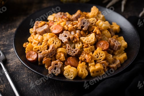 Preview: Halloween pasta in shape of spider, bat and pumpkin