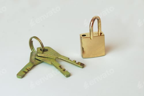 Preview: padlock and keys lie on a colored background,
