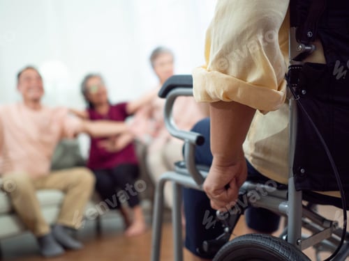 Preview: body part hand finger copy space wheelchair copy space female male mother father son group together