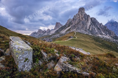 Preview: Giau Pass high alpine pass, popular travel destination in Dolomites, Italy