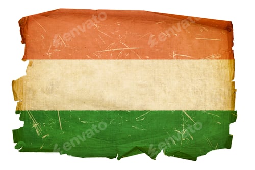Preview: Hungary Flag old, isolated on white background