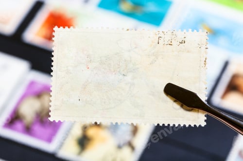 Preview: tongs keeps postage stamp with bad glue back side