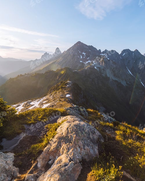 Preview: Golden hour at a tranquil mountain range