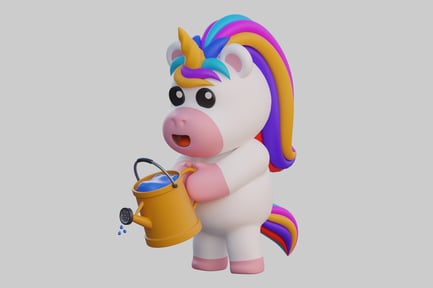Preview: Cute unicorn with watering can