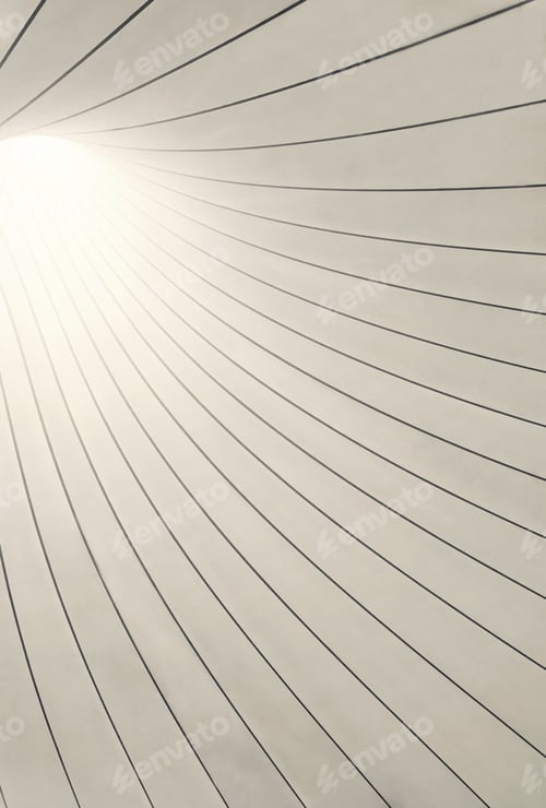 Preview: Abstract curved lines pattern of big white fabric marquee in vertical frame