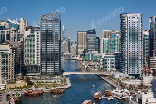 Preview: Dubai, UAE, November 2019 Beautiful view of the Marina Dubai canal