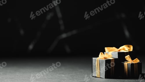 Preview: Black box gifts on black background