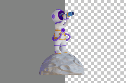Preview: Astronaut Looking Planet With Binoculars 3D Illustration