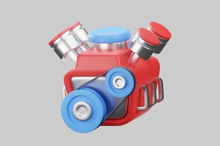 Preview: Cartoon engine block with pistons