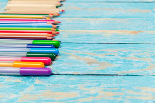 Preview: Colored pencils on a wooden board