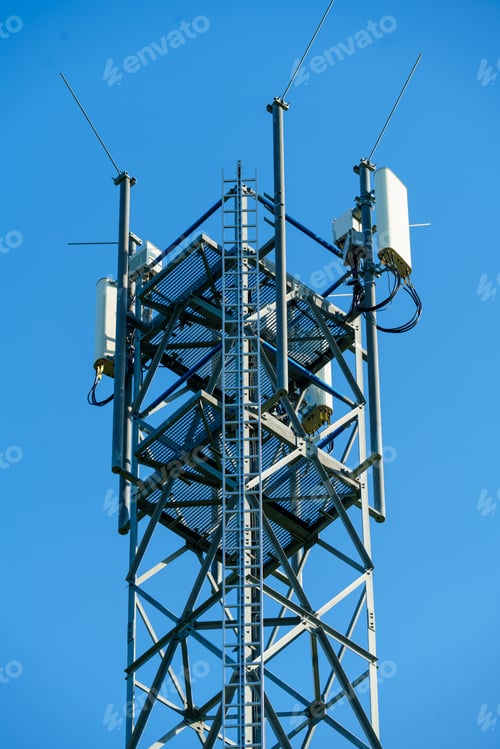 Preview: Telecommunication concrete tower with antennas. LTE, GSM, 2G, 3G, 4G, 5G