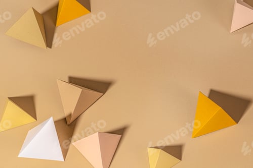 Preview: 3D beige pyramid paper craft background design