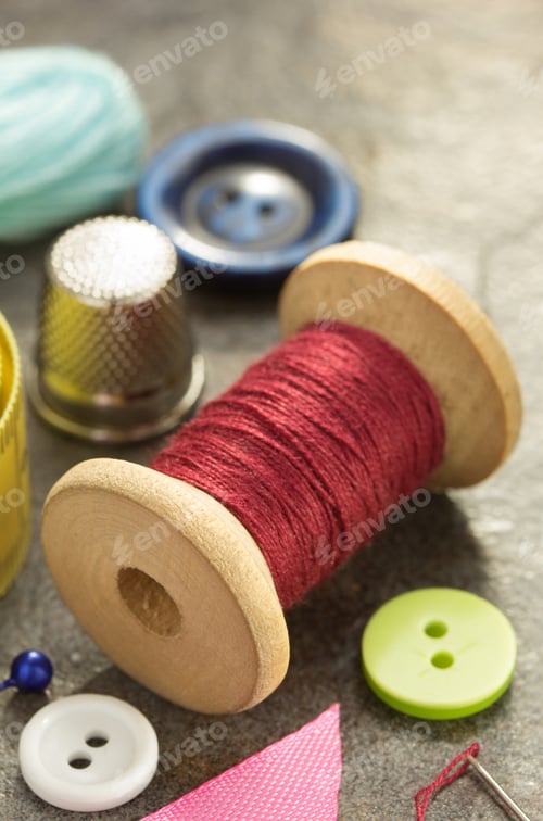 Preview: sewing tools and accessories on table