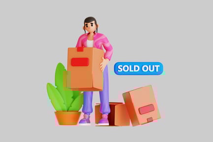 Preview: Animated girl moving boxes illustration