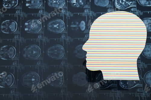 Preview: Images of MRI or magnetic resonance imaging with a paper human head.