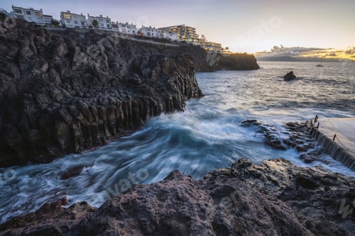 Preview: Coastal town of Puerto de Santiago, Acantilado de los Gigantes cliffs in Tenerife. Atlantic ocean