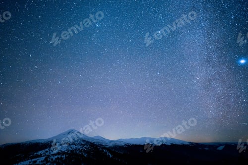 Preview: Milky Way above the snowy peaks of the Carpathian Mountains