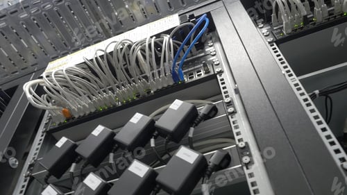 Preview: Storage servers are located in the server room of the data center. Back of the server installed in